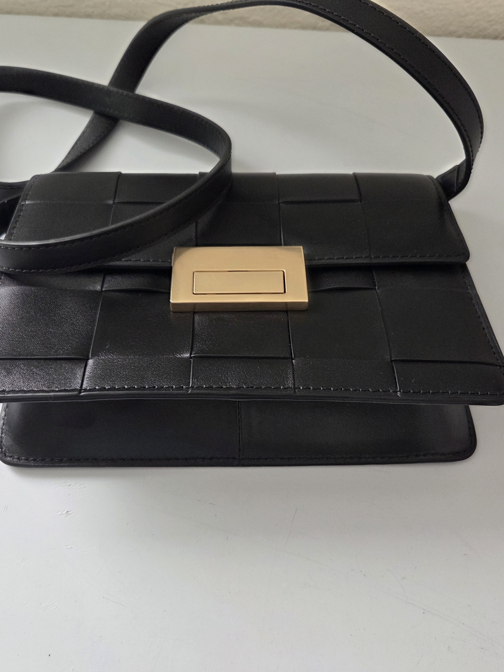 Loeffler Randall Delphine Black Woven Leather Crossbody Bag - Picture 2 of 13